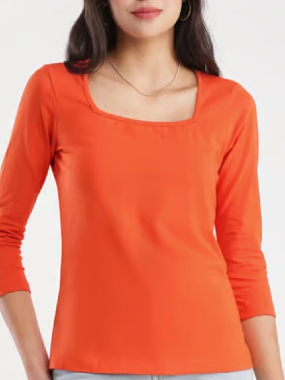Boston Proper Women's Square-Neck Long Sleeve Top In Coral ~ Size Medium No Tag